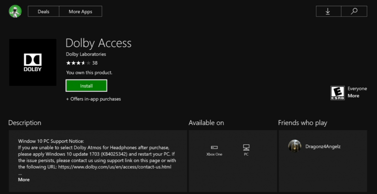 Dolby access windows 10 что это